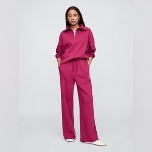 NWT GAP Magenta Oversized Quarter Zip and Wide Leg Sweatsuit S/XS
